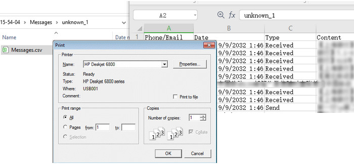 print WhatsApp chats via excel