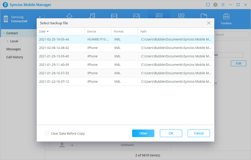 recover contacts to Samsung Galaxy S25