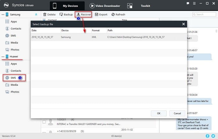 restore Samsung messages to Huawei Mate 70