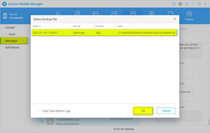 restore Samsung messages to Xiaomi 15