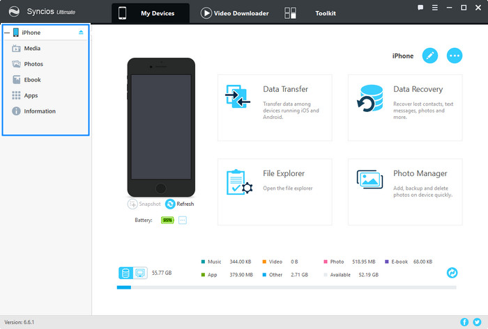 Syncios Manager Homepage