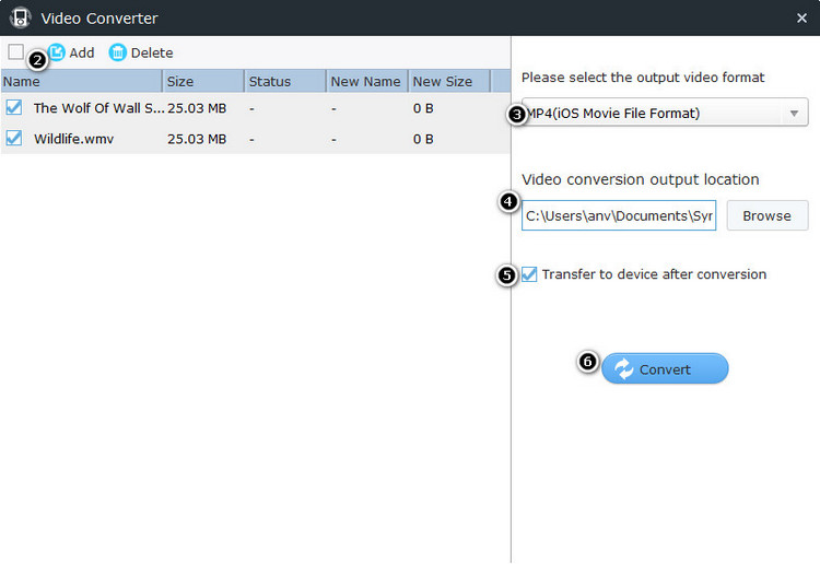 convert video through Syncios iPod Transfer