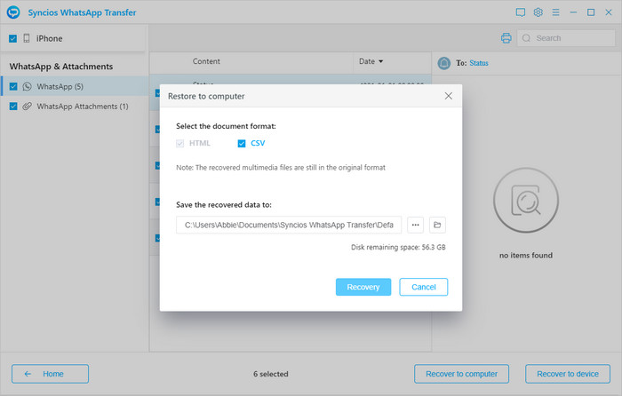 export whatsapp to html or csv file