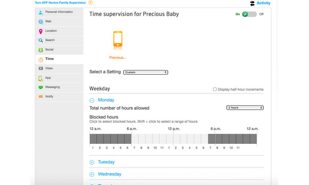 norton family premier parental control tool