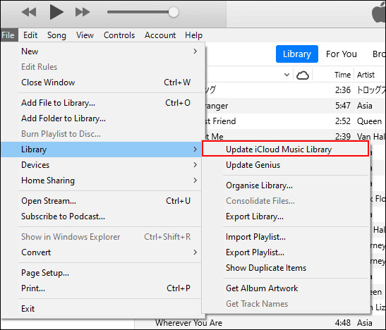 update icloud music library