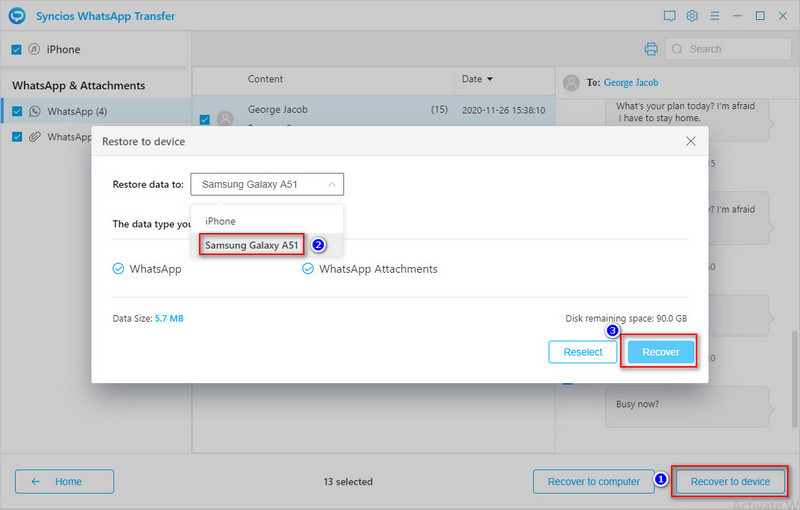 restore whatsapp from iTunes backup to Samsung Galaxy S25