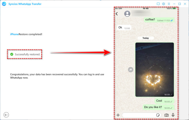 transfer whatsapp from phone to phone completion screen
