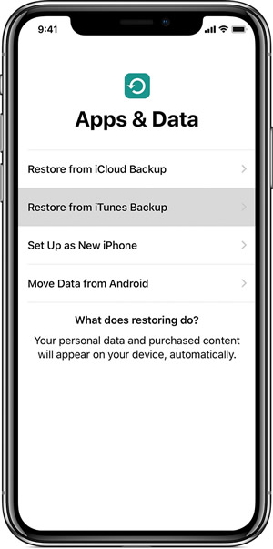 setup restore itunes backup to iphone 11