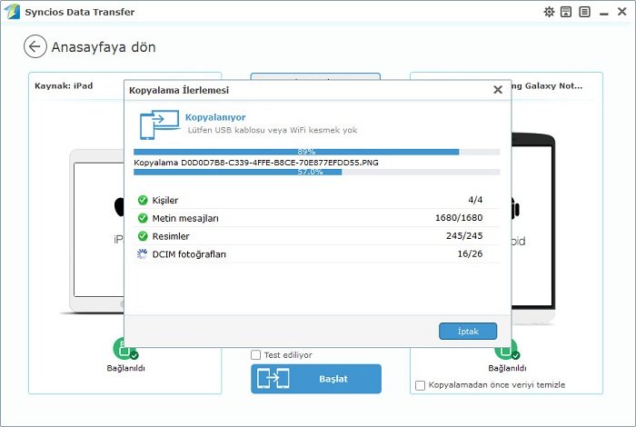 Transfer iPad data to Android progress