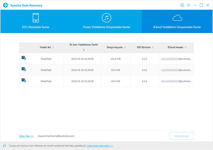 sign in to recover from iCloud backup file