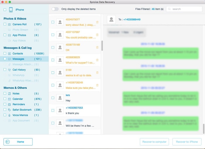 preview and recover lost data from iPhone