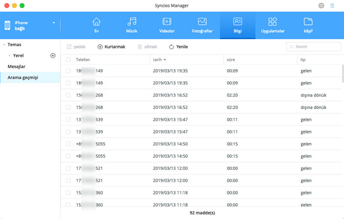 call history management for Mac