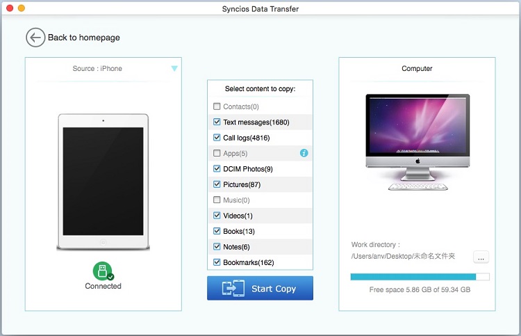 Transfer from phone to mac